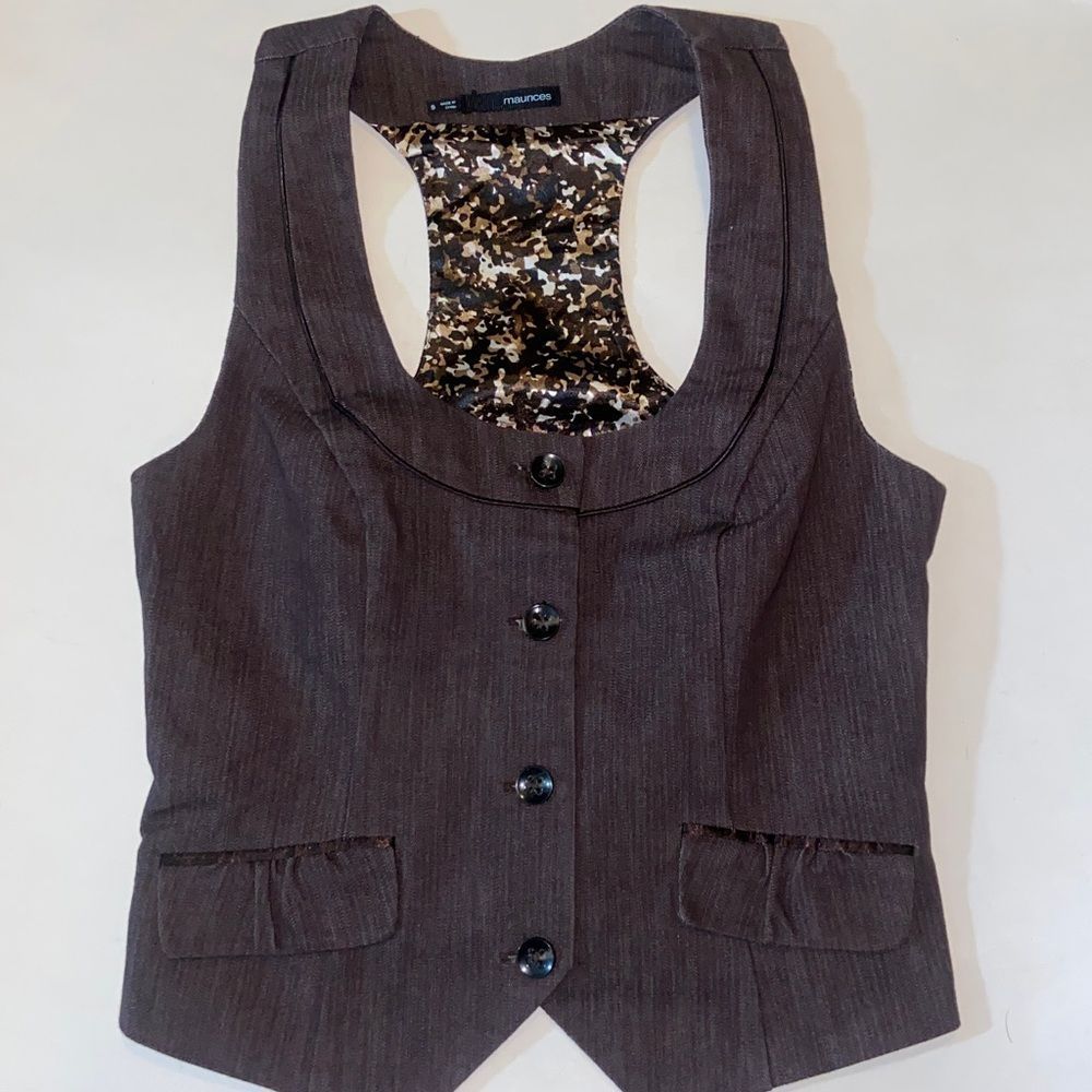 Maurices Brown And Black Patterned Vest
